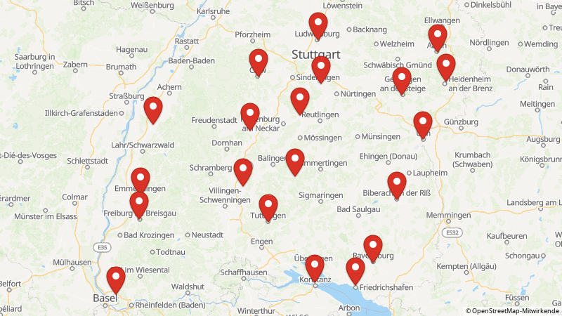 Map showing the locations of this offer