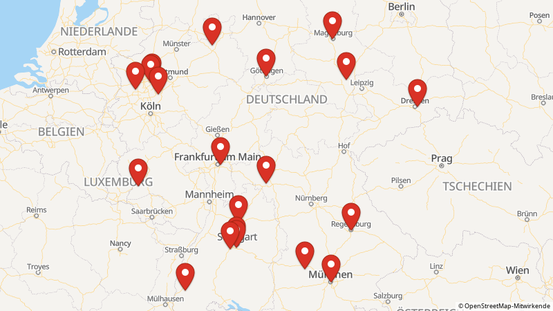 Karte mit den Standorten des Angebots