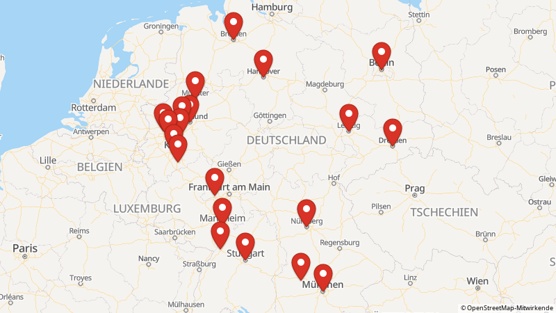 Karte mit den Standorten des Angebots