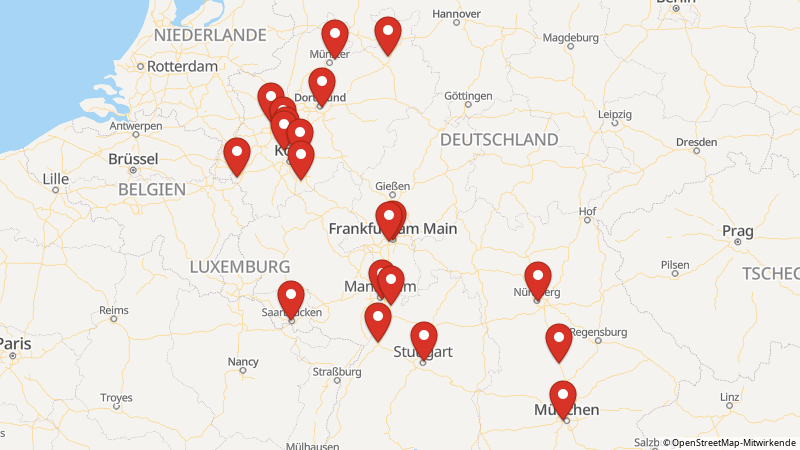Karte mit den Standorten des Angebots