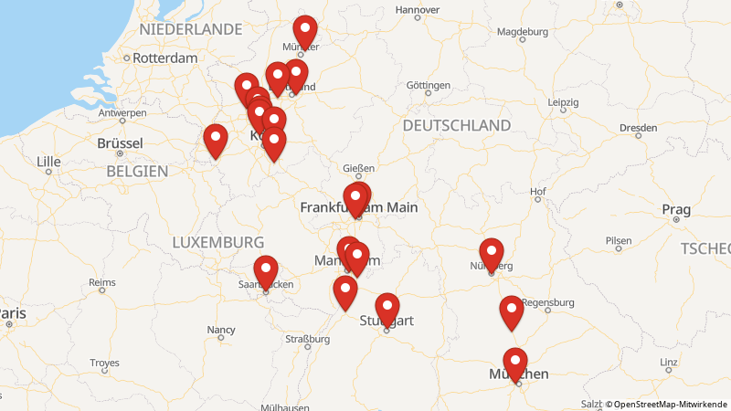 Karte mit den Standorten des Angebots