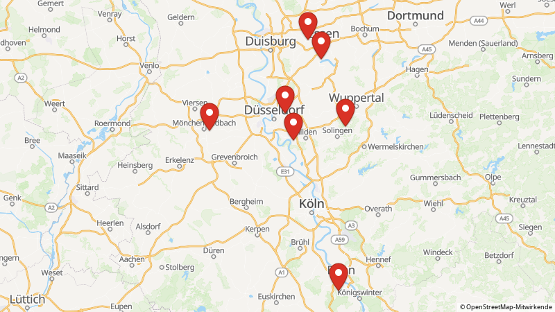 Karte mit den Standorten des Angebots