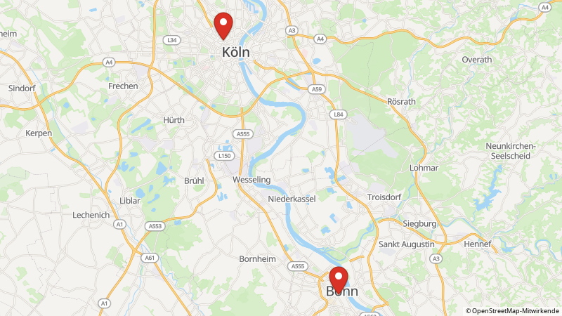 Karte mit den Standorten des Angebots