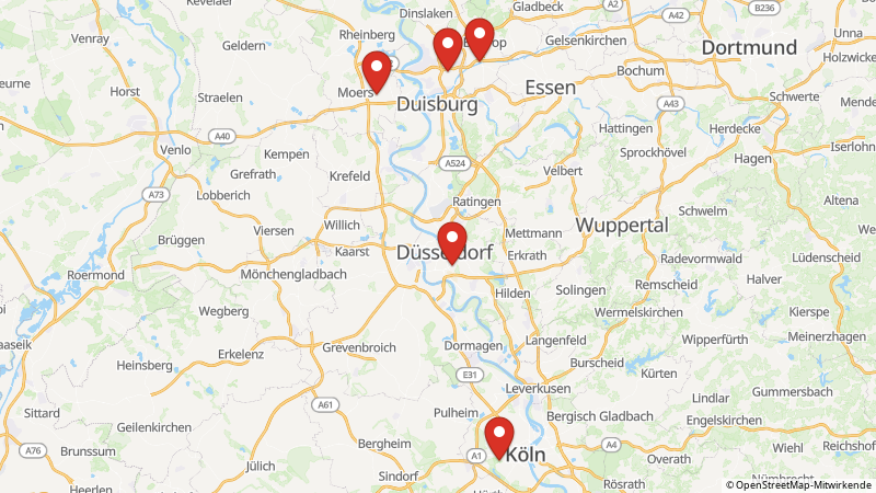 Karte mit den Standorten des Angebots
