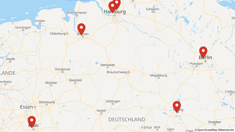 Karte mit den Standorten des Angebots