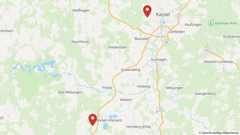 Karte mit den Standorten des Angebots