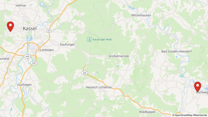 Karte mit den Standorten des Angebots
