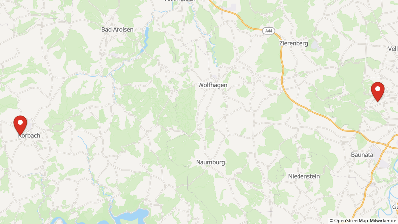 Karte mit den Standorten des Angebots