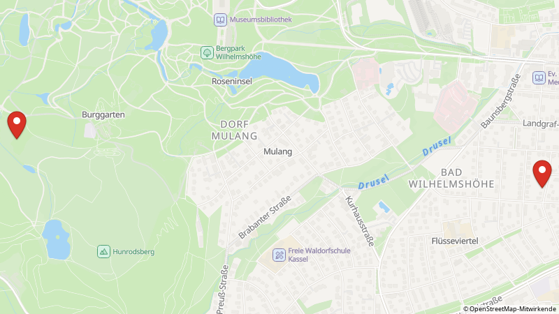 Karte mit den Standorten des Angebots