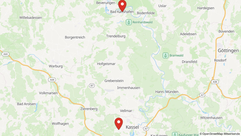 Karte mit den Standorten des Angebots