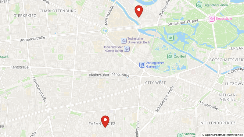 Karte mit den Standorten des Angebots