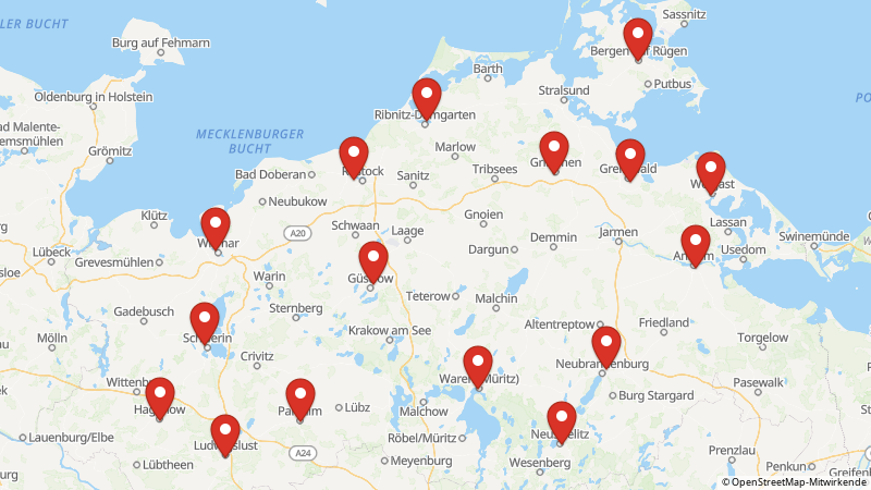 Map showing the locations of this offer