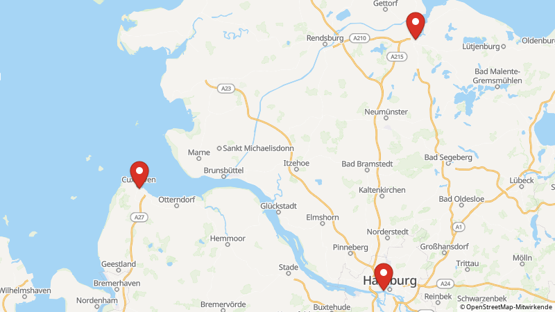 Karte mit den Standorten des Angebots